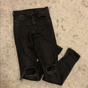 H&M Skinny High Waist Black Jeans w/ Wholes 26x30